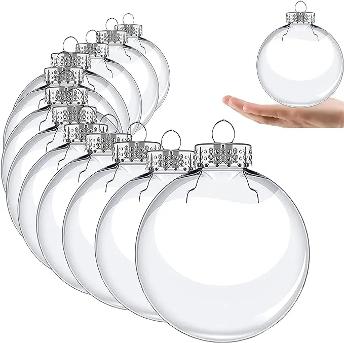 Clear Plastic Ornaments, Clear Christmas Ornaments Balls, DIY Fillable Ornaments, Clear Ornaments for Crafts Fillable - 12PCS(3.15 inch)