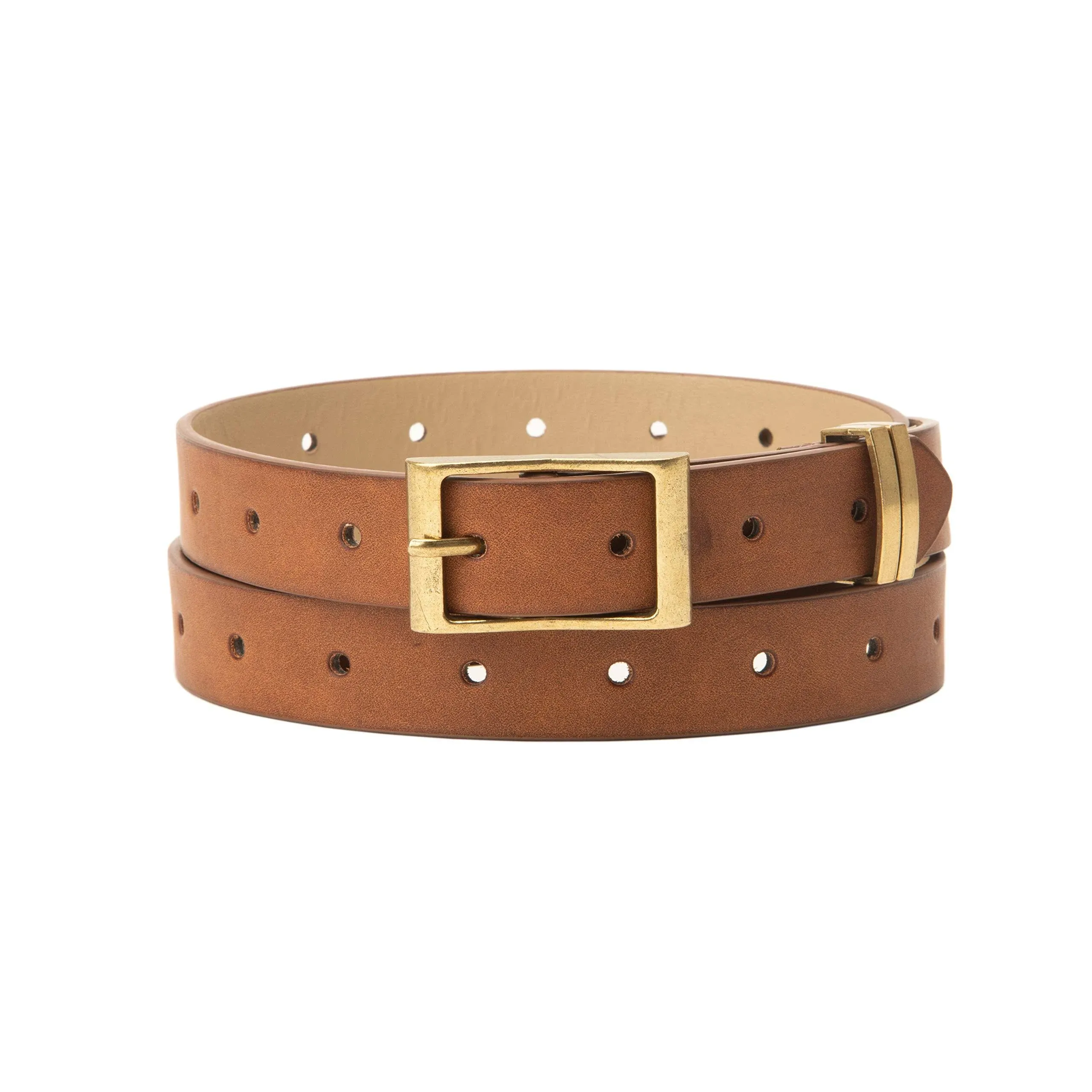 Jessica Simpson Women&#039;s Fashion Casual Belt, Tan Perforated, Small