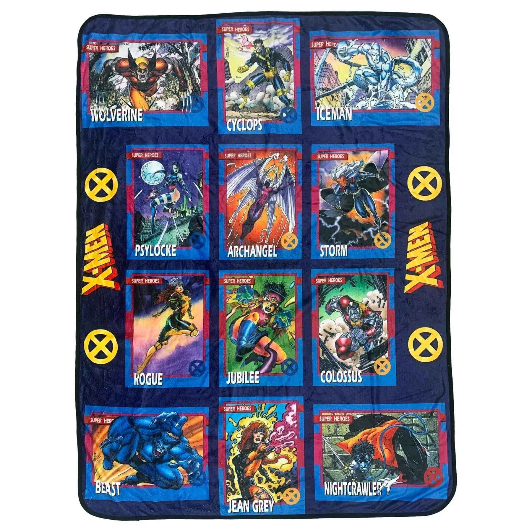 X-Men Trading Cards Super Heroes by Jim Lee Marvel Flannel Fleece Throw Super So