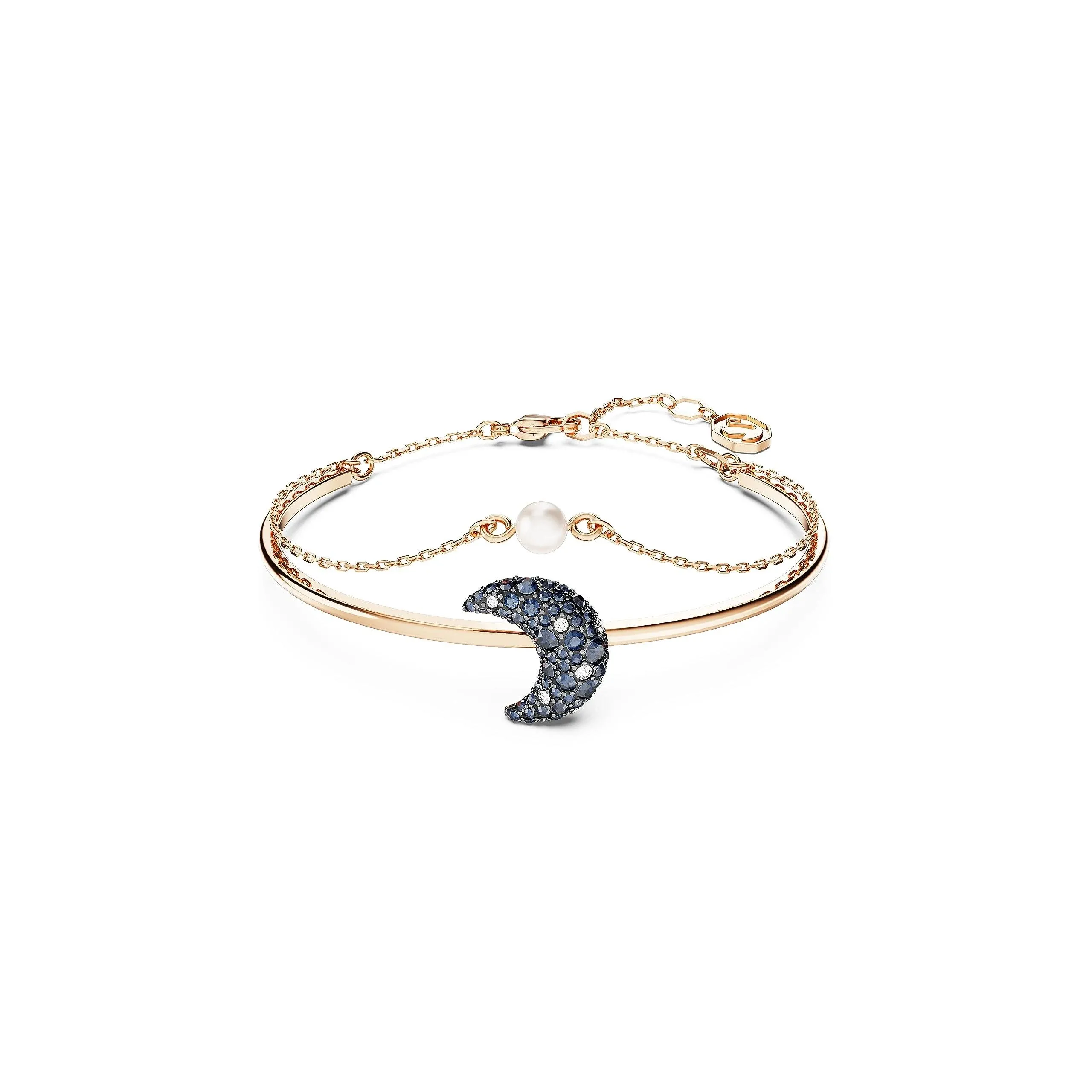 Swarovski Women's Luna Rose-Gold Moon Bangle Bracelet