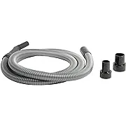 Cen-Tec Systems 10 ft. Premium Shop Vacuum Extension Hose with 2 Tank Adapters and 1.25" Curved End, Silver