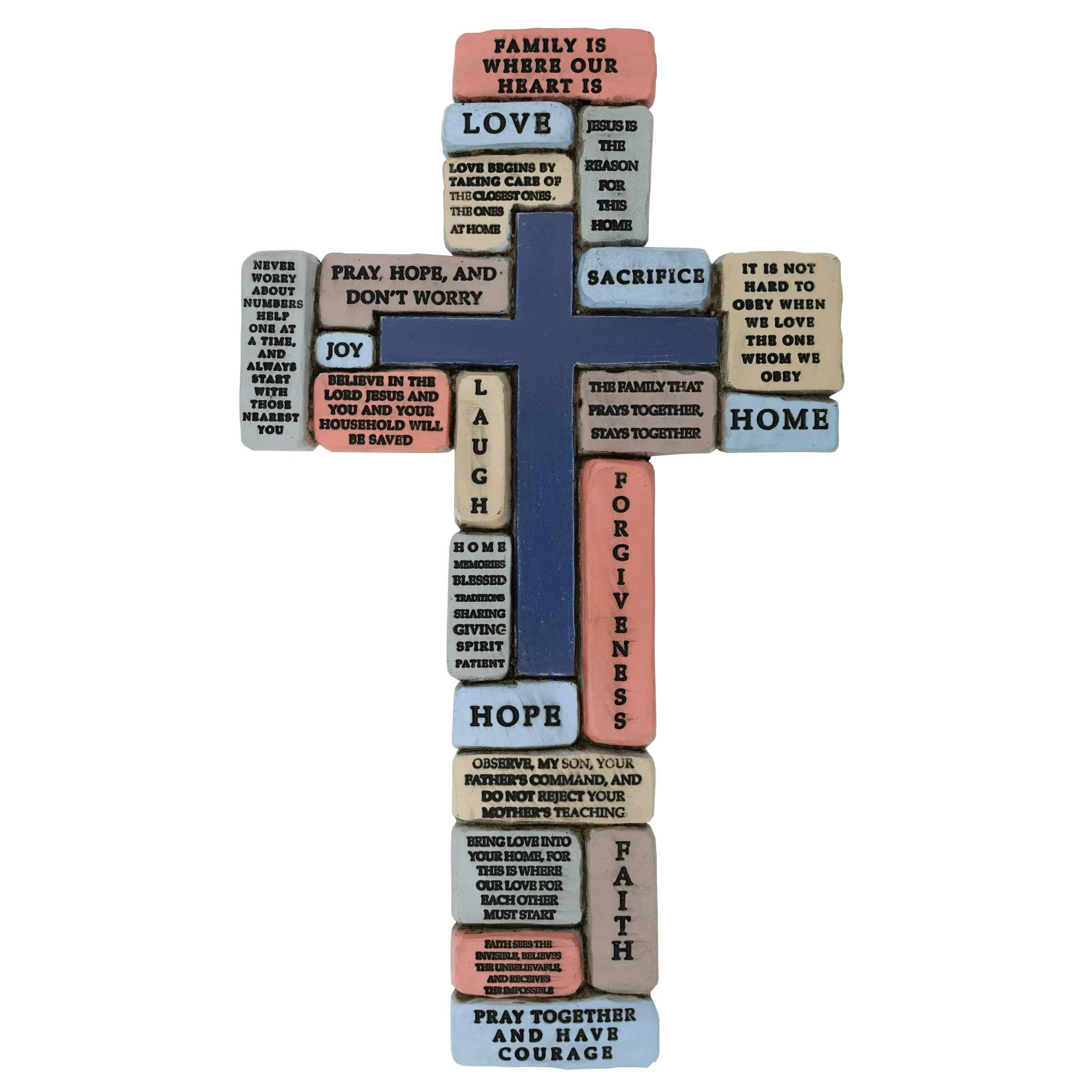 Inspirational Resin Wall Cross | Encouraging and Comforting Words About Families