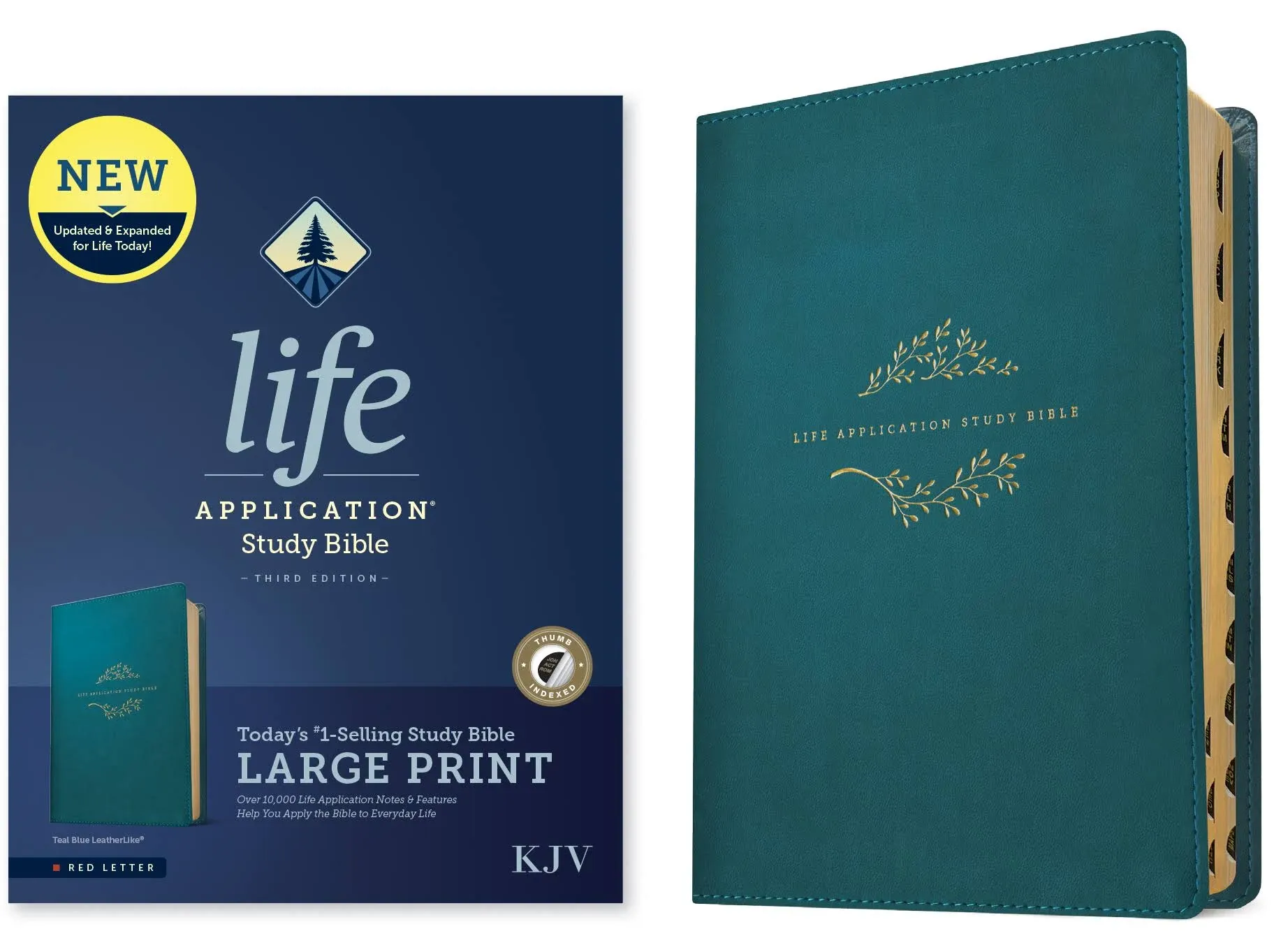 KJV Life Application Study Bible, Third Edition, Large Print (Leatherlike, Teal Blue, Indexed, Red Letter) [Book]