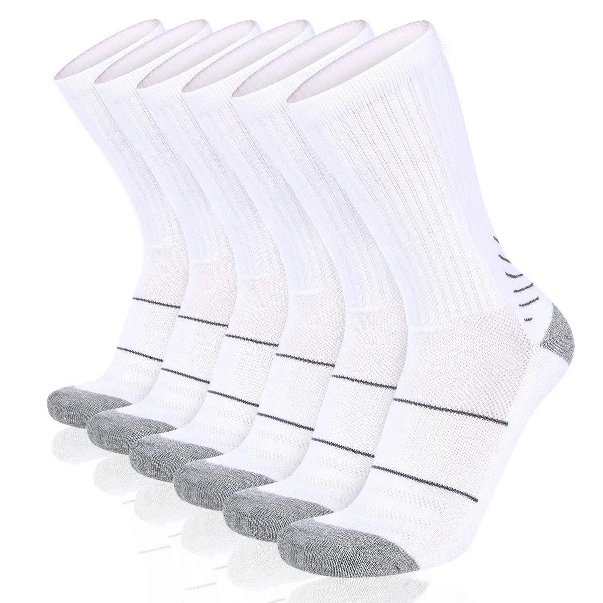 COOVAN Men's 6P-Pack Premium Athletic Crew Socks Men Thick Cushion Casual Work ...