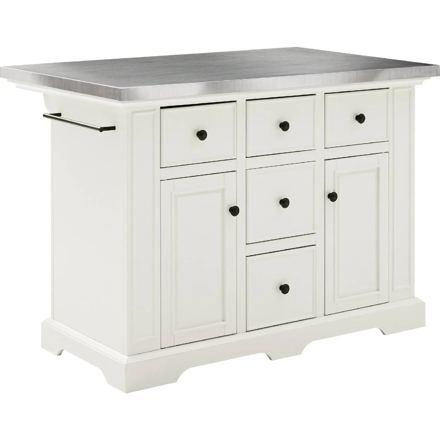 Crosley Julia Stainless Steel Top Kitchen Island, White