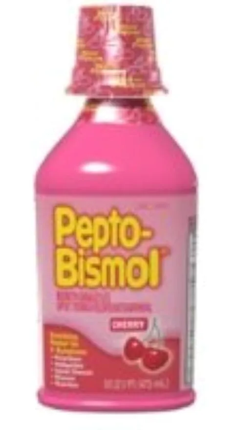 Multi-Symptom Pepto Bismol Liquid for Nausea, Heartburn, Indigestion, Upset Stomach, and Diarrhea Relief, Cherry Flavor 12 oz