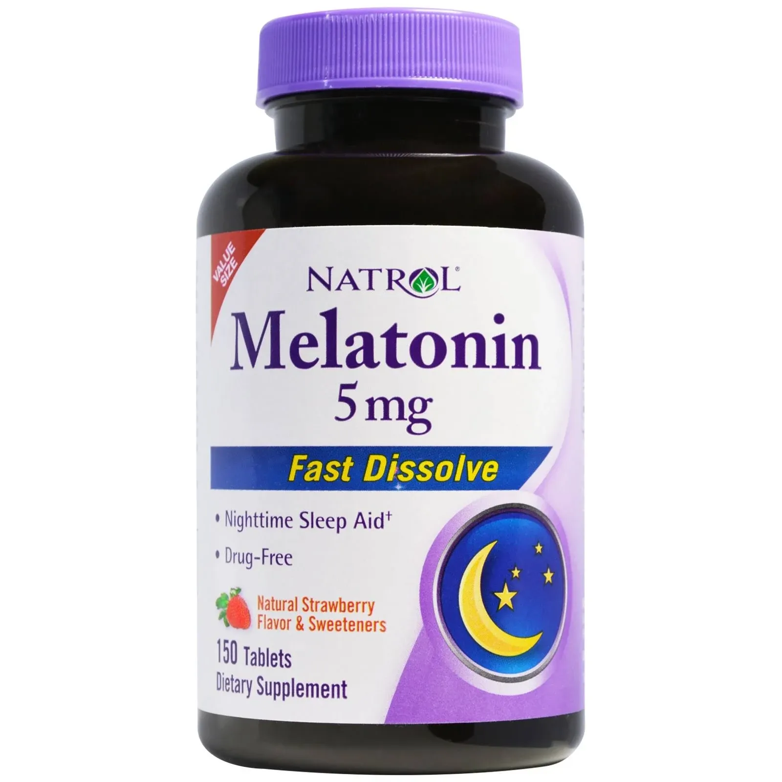 Natrol Melatonin, Extra Strength, 5 mg, Tablets, Strawberry, Value Size - 150 tablets