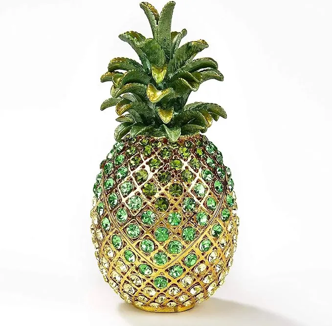 Pineapple Figurine Keepsake Box Made with Crystals | Kalifano.com