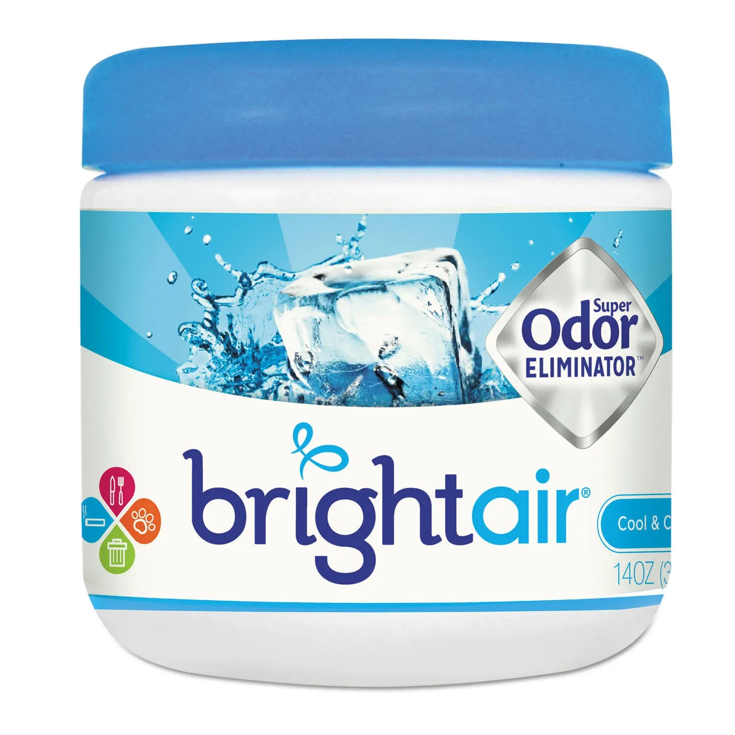 BRIGHT Air Super Odor Eliminator, Cool & Clean, Blue, 14oz, 6/Carton