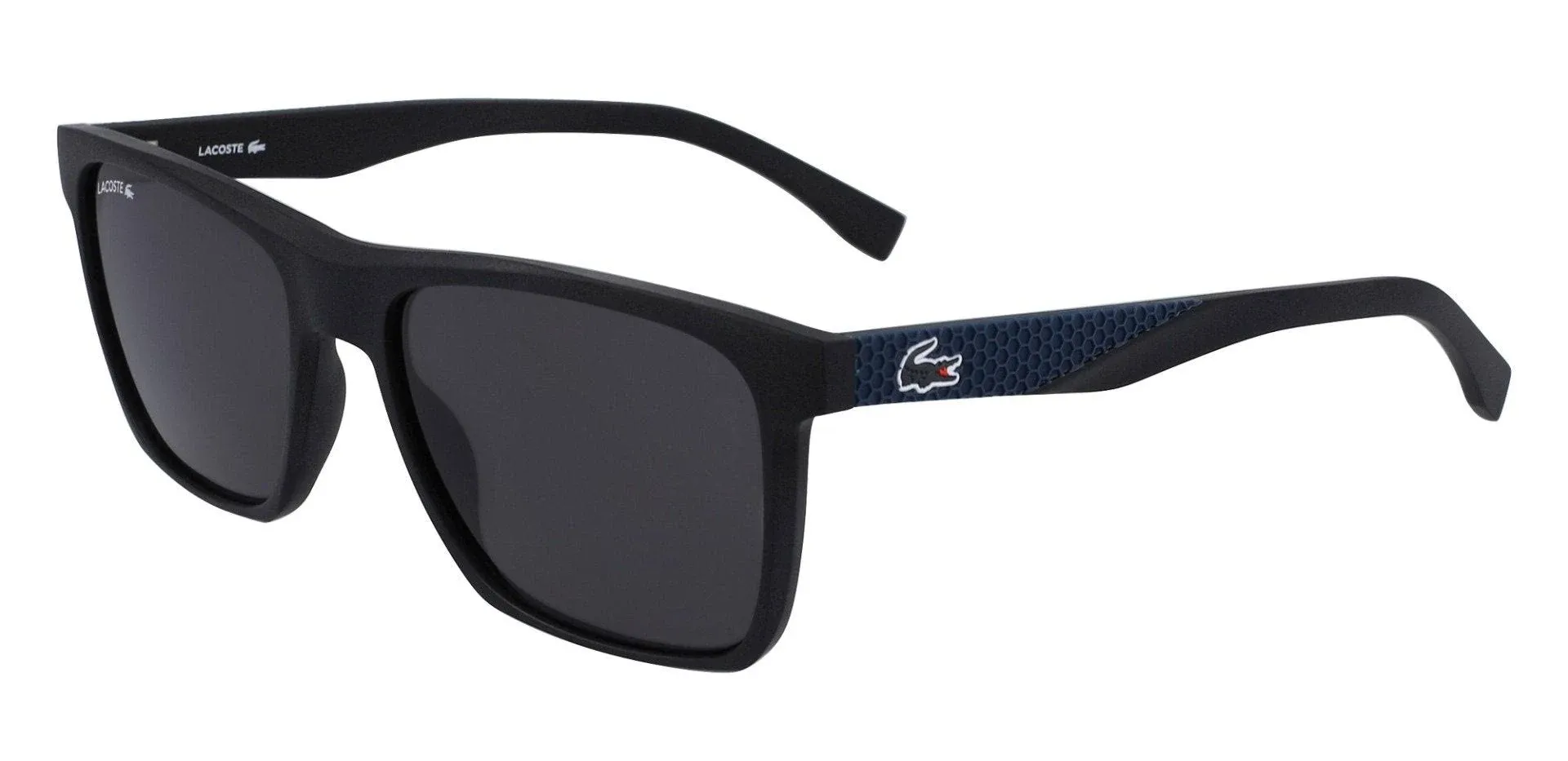 Lacoste Men's L900S Rectangular Sunglasses, Black Matte/Grey Solid, 56 mm