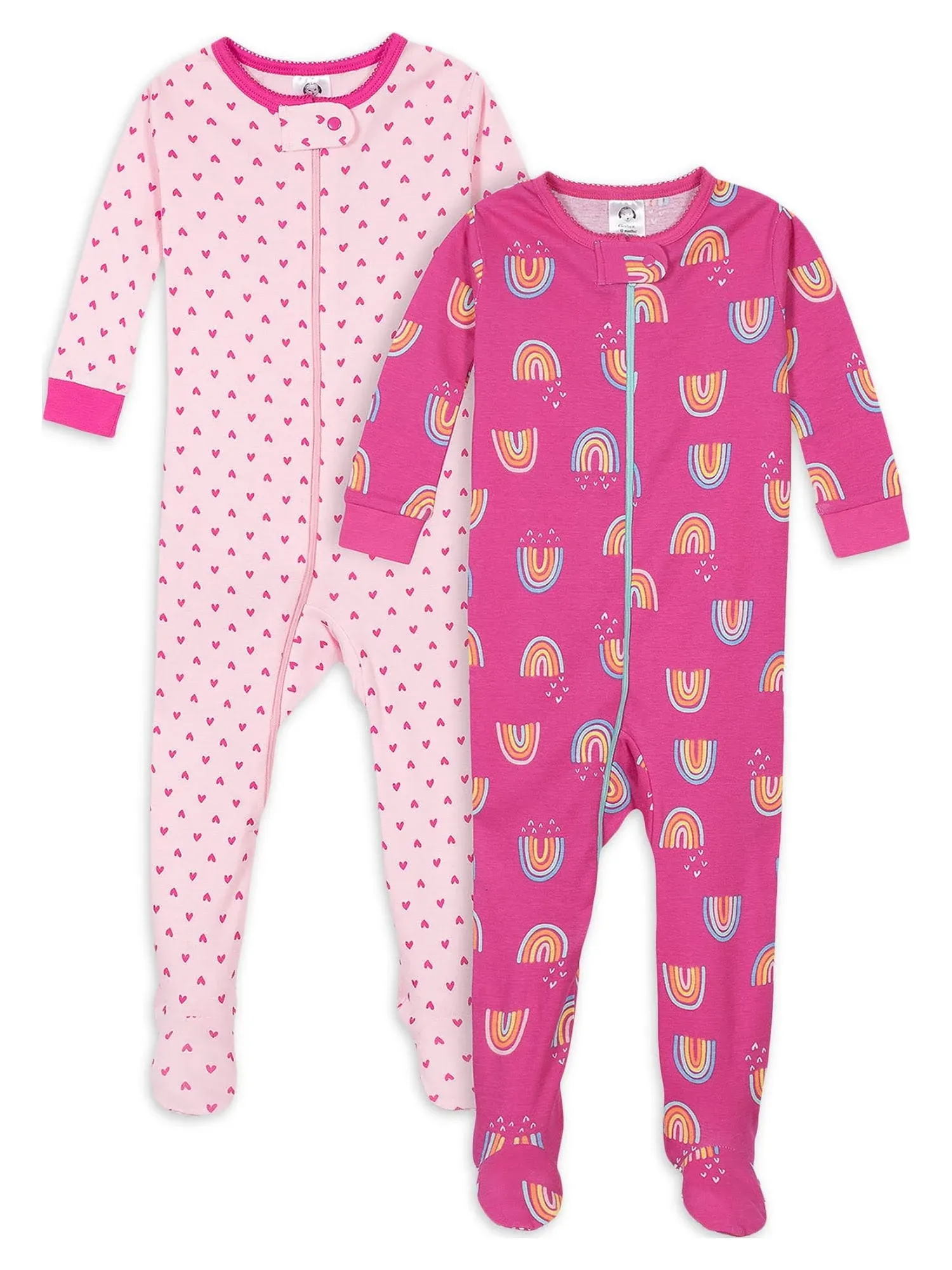 Gerber Baby & Toddler Girls 2-Pack Snug Fit Footed Cotton Pajamas