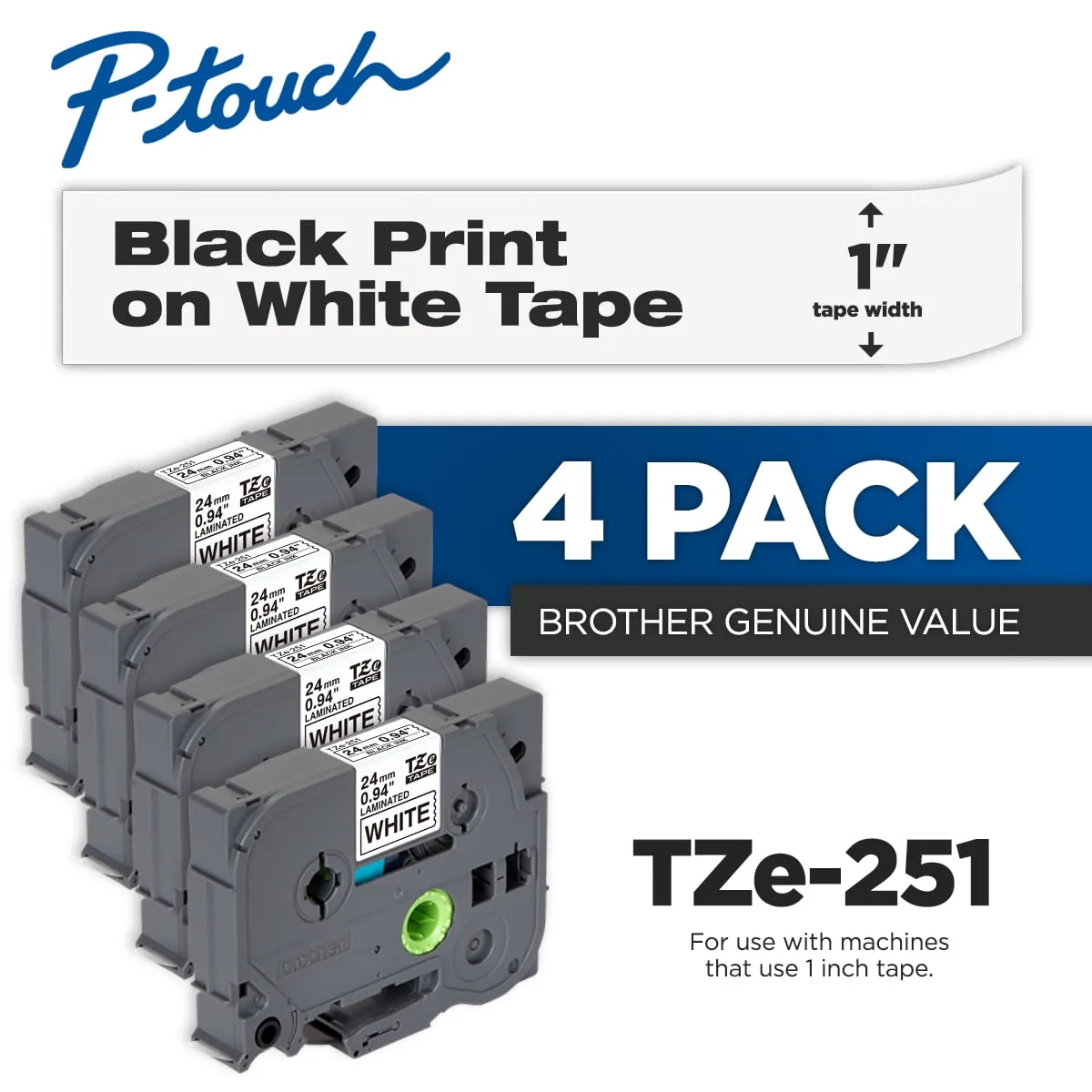 Brother Genuine P-Touch 6-Pack TZe-141 Laminated Tape, Black Print on Clear Standard Adhesive Laminated Tape for P-Touch Label Makers, Each Roll is 0.7"/18mm (~ 3/4") Wide, 26.2 ft. (8M) Long