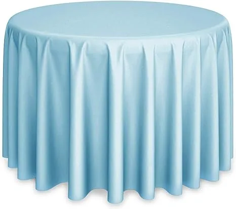 Lann's Linens - 5 Premium 120" Round Tablecloths for Wedding/Banquet/Restaurant - Polyester Fabric Table Cloths - Baby Blue