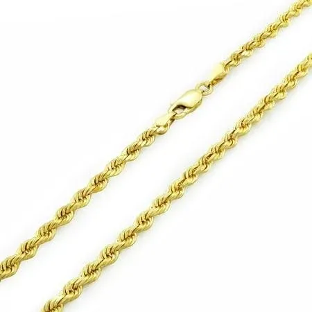 14K Yellow Gold 1mm-5mm D/C Rope Chain Link Necklace Bracelet Mens Women 7&#034;- 30&#034;