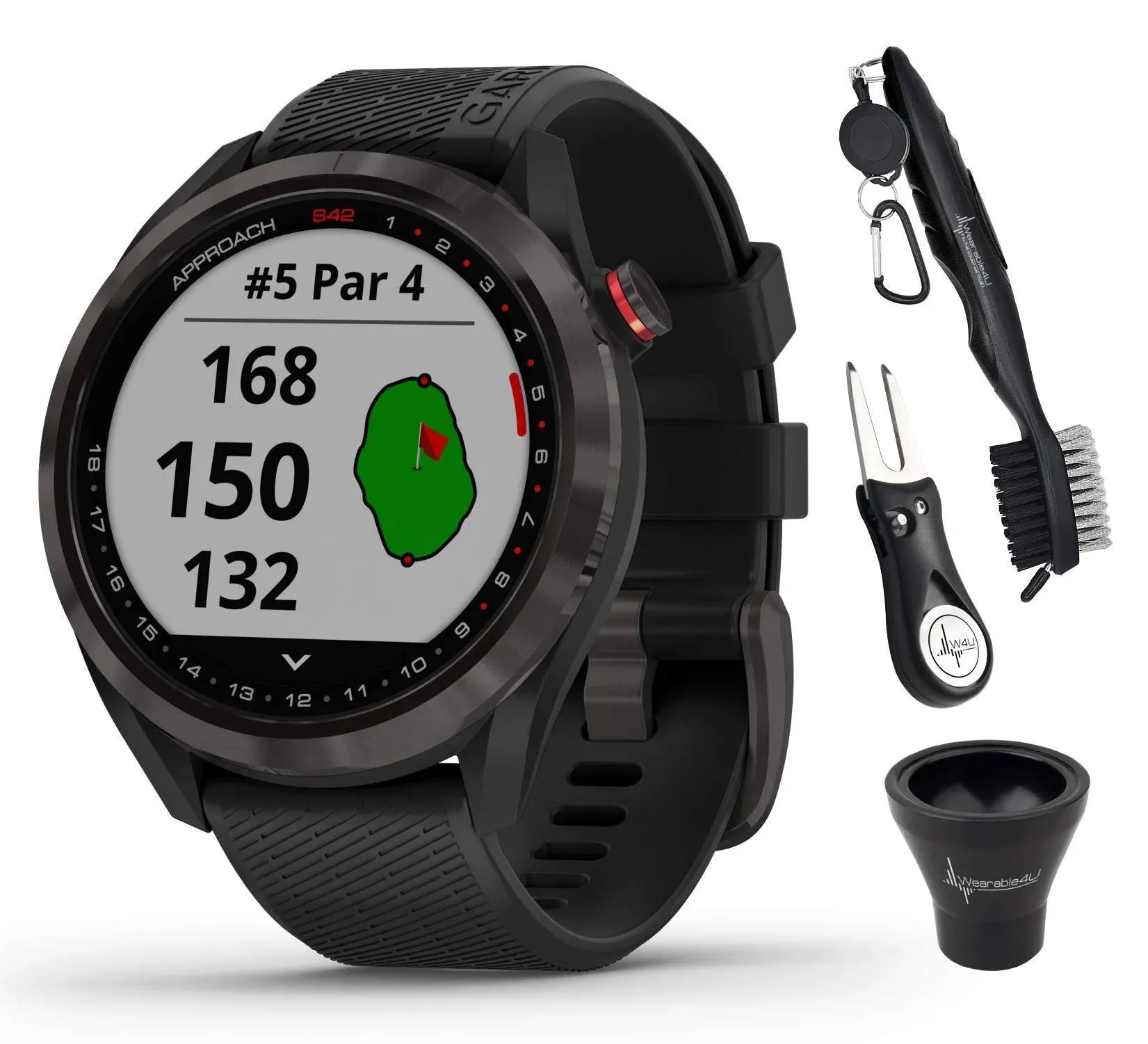 Wearable4U - Garmin Approach S12 Premium GPS Golf Watch, Black and All-in-One Golf Tools Bundle