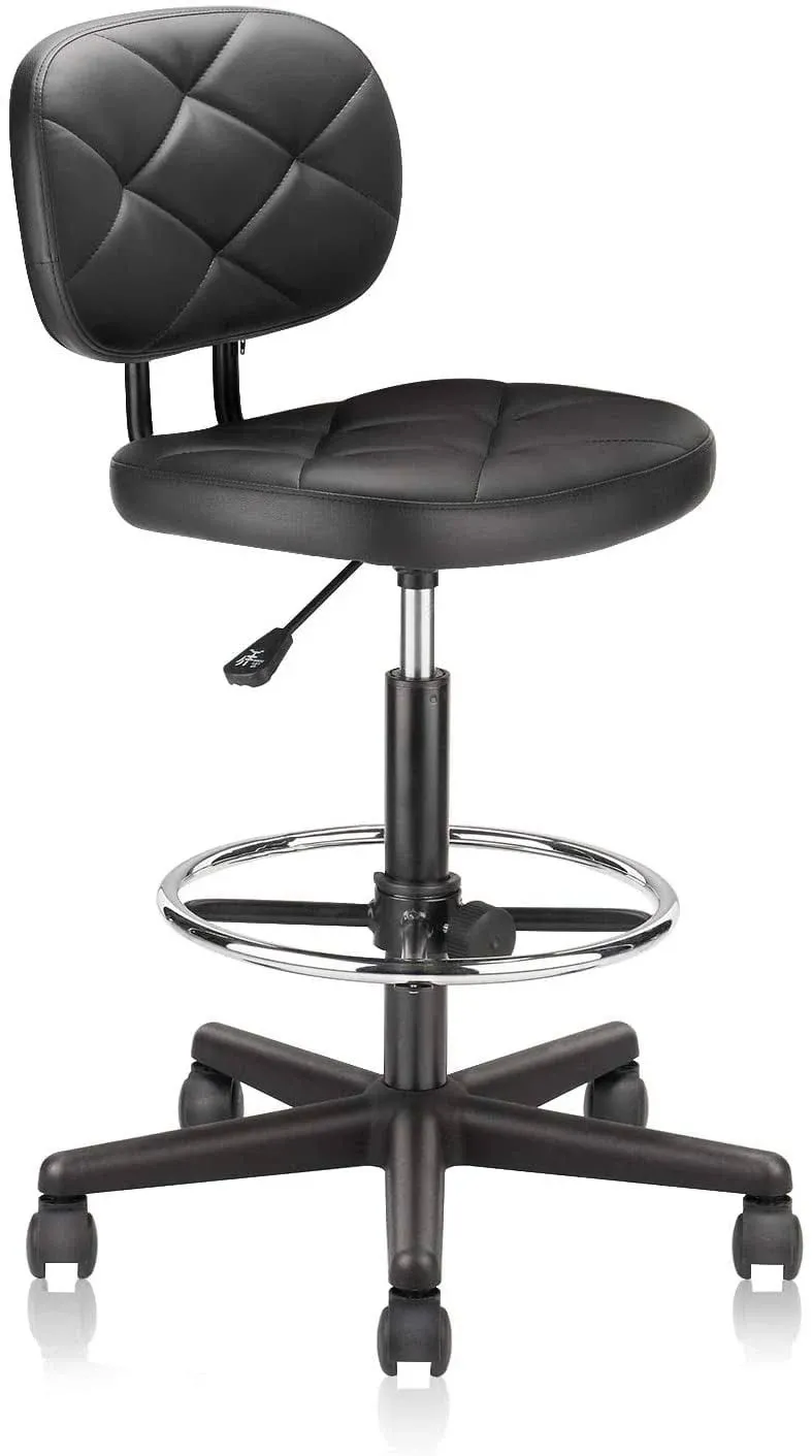 Hydraulic Rolling Stool Swivel Salon Chair Office Tattoo Adjustable Height Back  | eBay