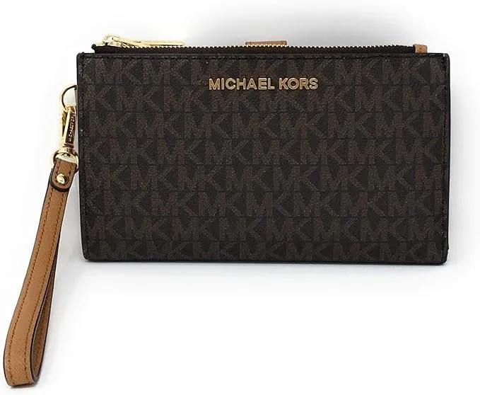 Michael Kors Jet Set Travel Double Zip Wristlet Brown (35F8GTVW0B)