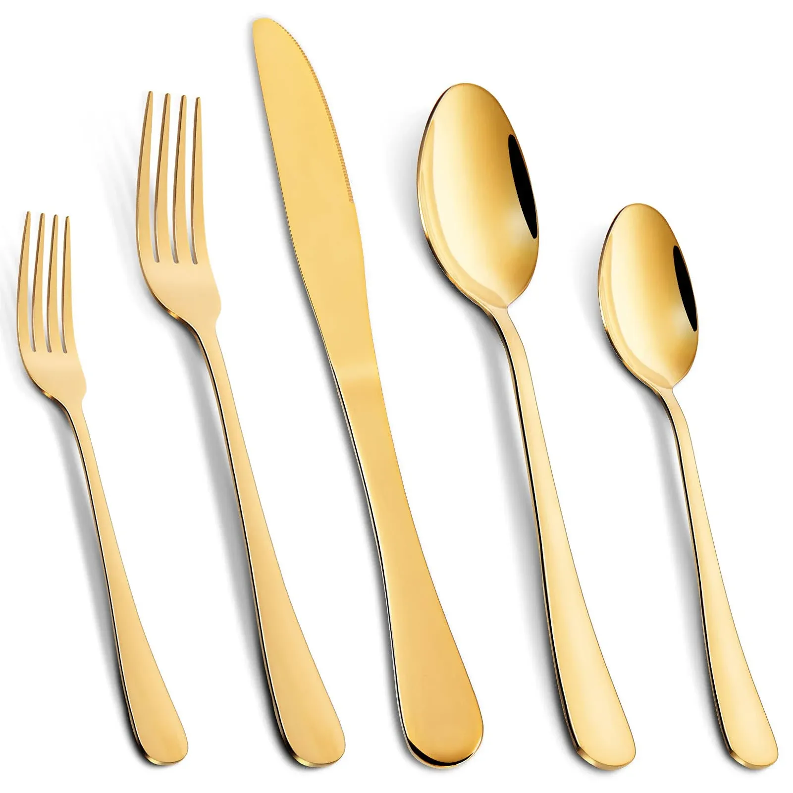 60-Piece Gold Silverware Set Stainless Steel Flatware Set 12, Kitchen Utensils 