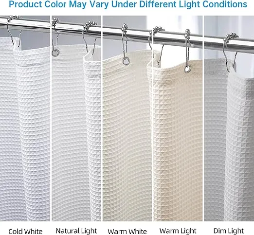 AmazerBath Stall Shower Curtain 36x72 Inches, White Waffle Shower Curtain for Stall, Fabric Shower Stall Curtain with Waffle Weave, Hotel Quality Bathroom Shower Curtains