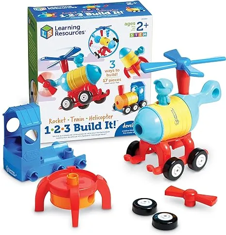 Learning Resources 1-2-3 Build It (rocket/train/helicopter)