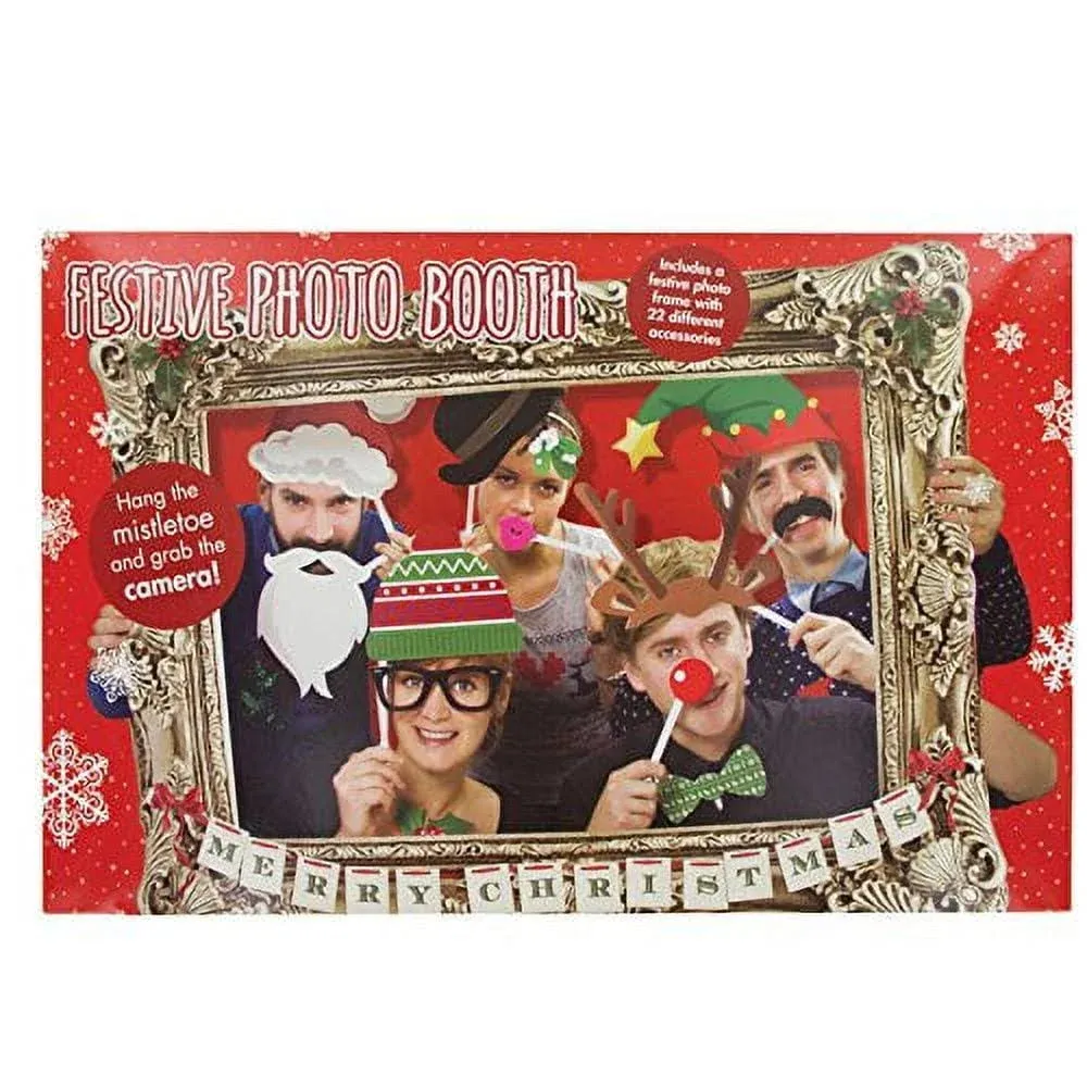 Christmas Festive Fun Photo Booth Large Picture Frame &amp; 22 Props New - Party Fun