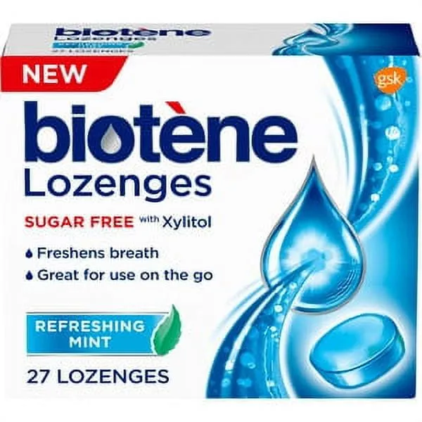 biotène Dry Mouth Lozenges for Dry Mouth and Fresh Breath, Dry Mouth Relief and Breath Freshener, Refreshing Mint - 27 Count (Pack of 3)