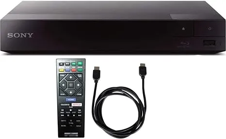 Sony Streaming Blu-ray Disc Player with Wi-Fi (BDP-S3700) with 6ft High Speed HDMI Cable