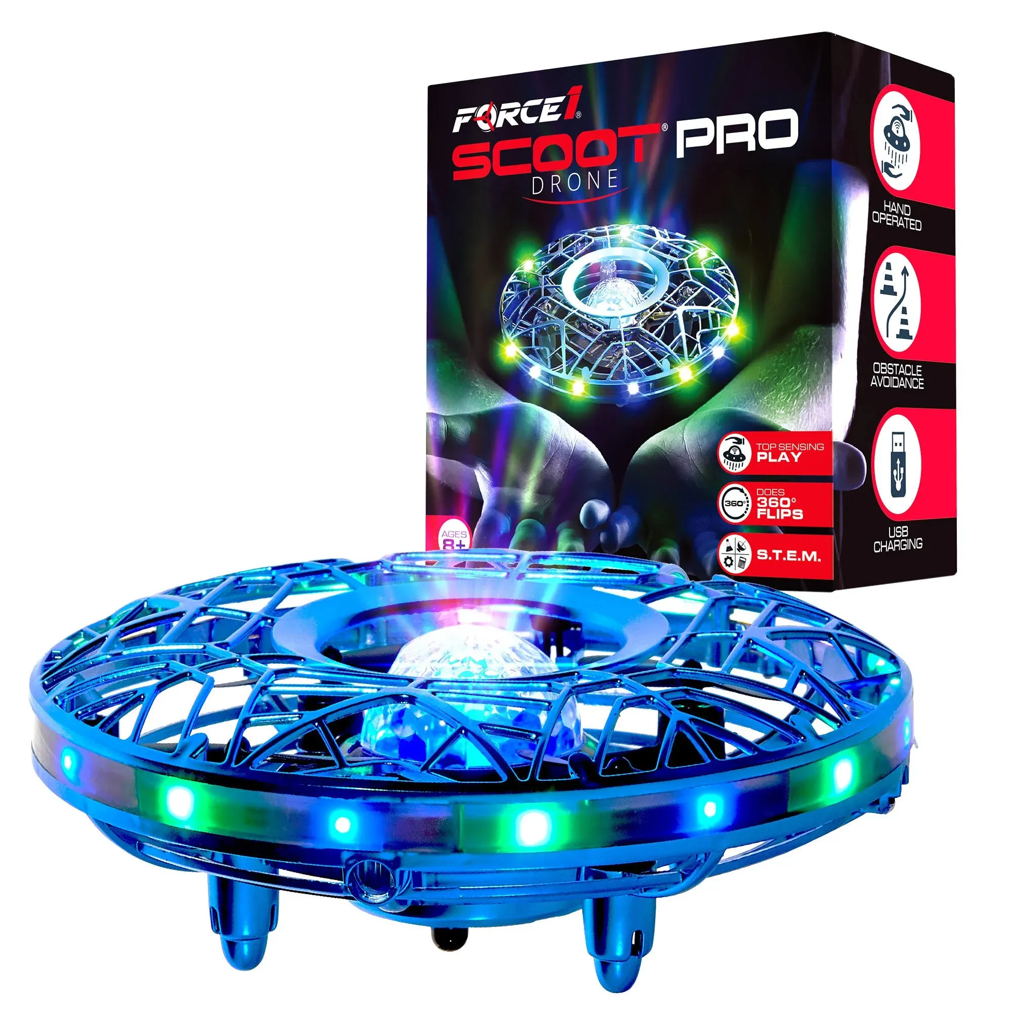 Force1 Scoot Cosmo LED Hand Operated Drone for Kids or Adults - Blue