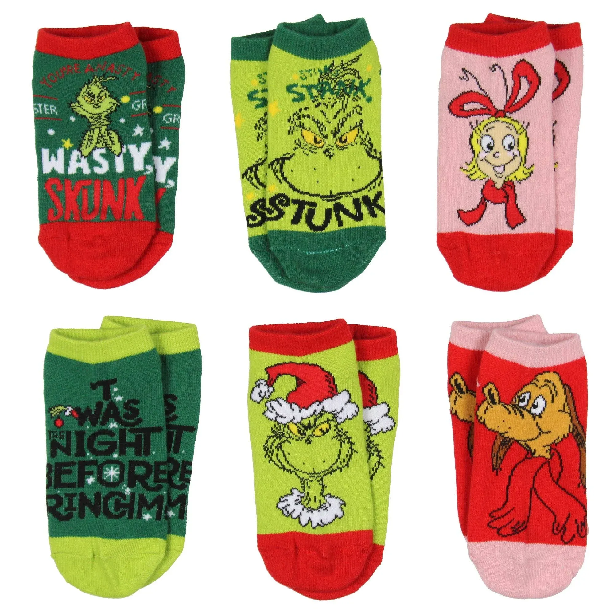 Dr. Seuss The Grinch Cindy Lou Who Max Grinch Low Cut Ankle Socks