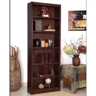 Bowery Hill Traditional 84" Tall 6-Shelf Wood Bookcase in Espresso