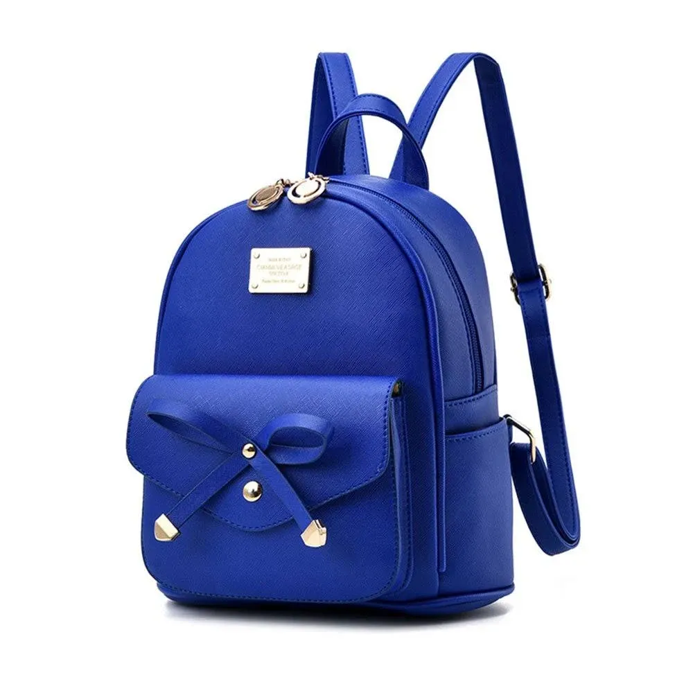 LEATHER Backpack Mini Backpack Purse For Women Blue