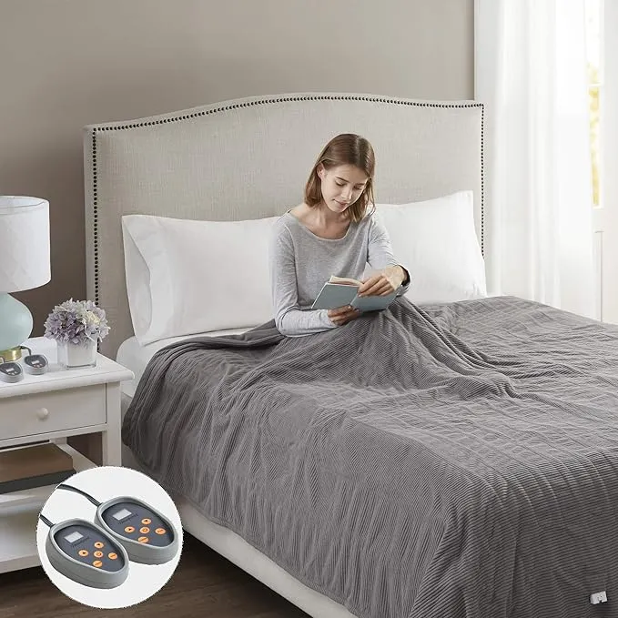 Beautyrest - Electric Micro Fleece Heated Blanket - Full - Grey