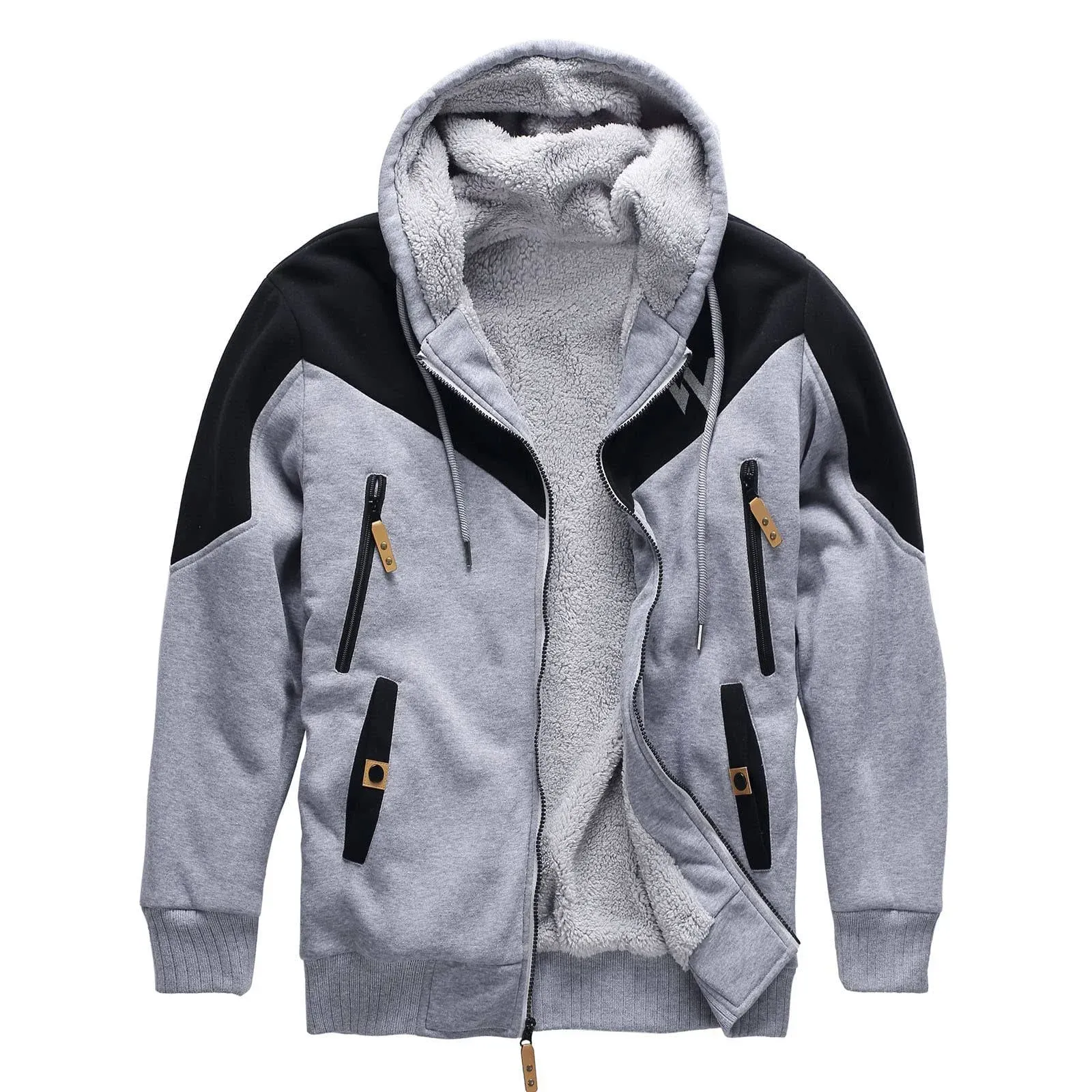 Men's Hoodies Thick Fleece Warm Coat Full Zip Sweatshirt Winter Jacket