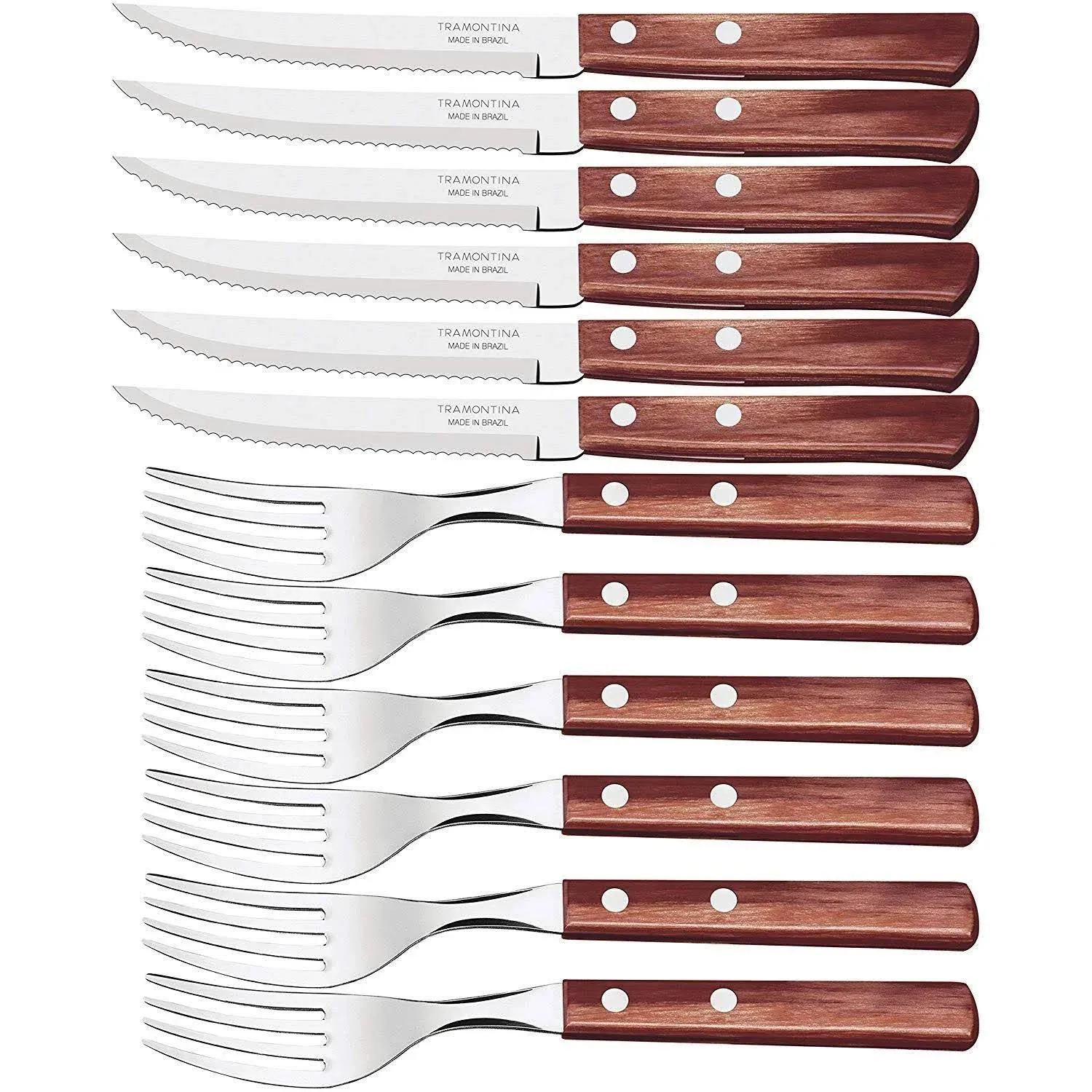 Tramontina 12-Pieces Barbecue Set 6 Knives 6 Forks