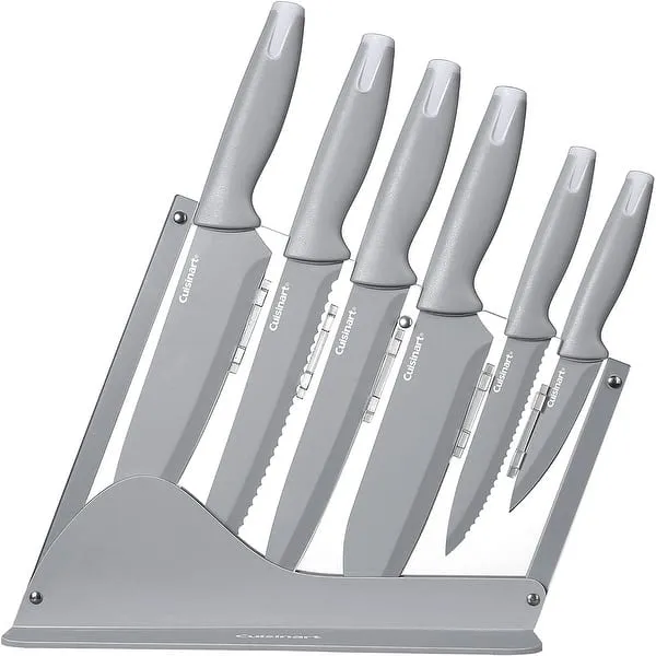 Cuisinart C55-7PCEG 7pc Ceramic Coated Cutlery Set with End Caps in Acrylic Stand, GREY