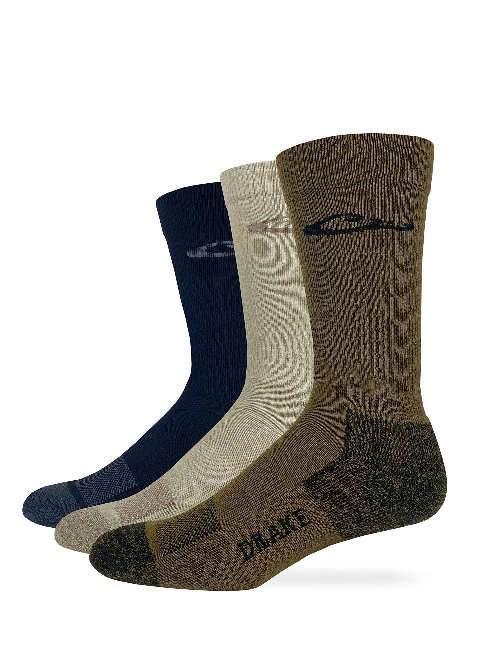 Drake Mens Lightweight Ultra Dri Everyday Crew Socks 3 Pair (as1, alpha, l, regular, regular, Assorted, Large)