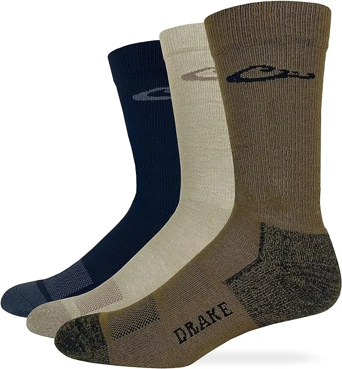 Drake Mens Lightweight Ultra Dri Everyday Crew Socks 3 Pair (as1, alpha, l, regular, regular, Assorted, Large)