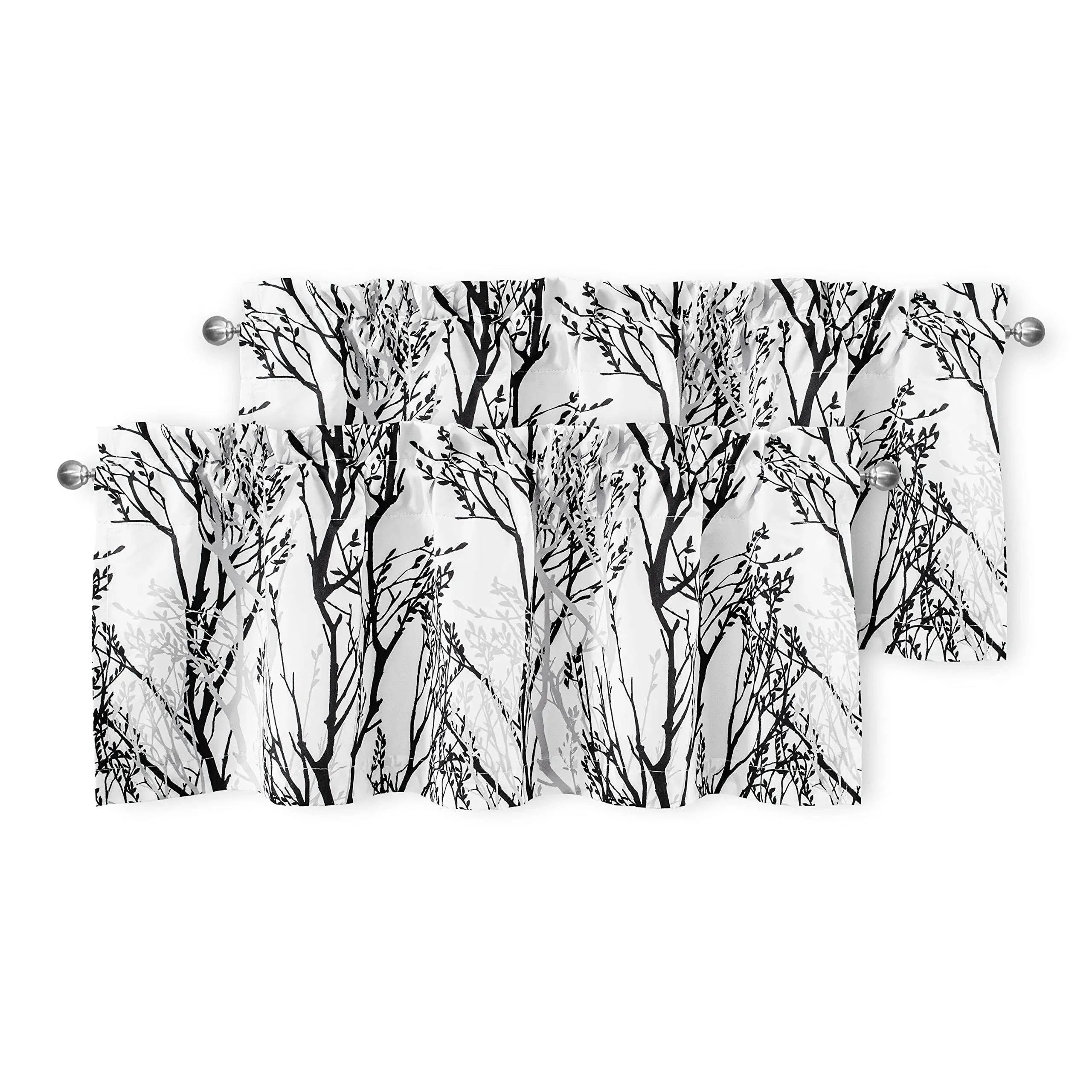 Driftaway Tree Branch Abstract Ink Printing Lined Thermal Insulated Window Curtain Valance Rod Pocket 52 Inch Plus 2 Inch Header