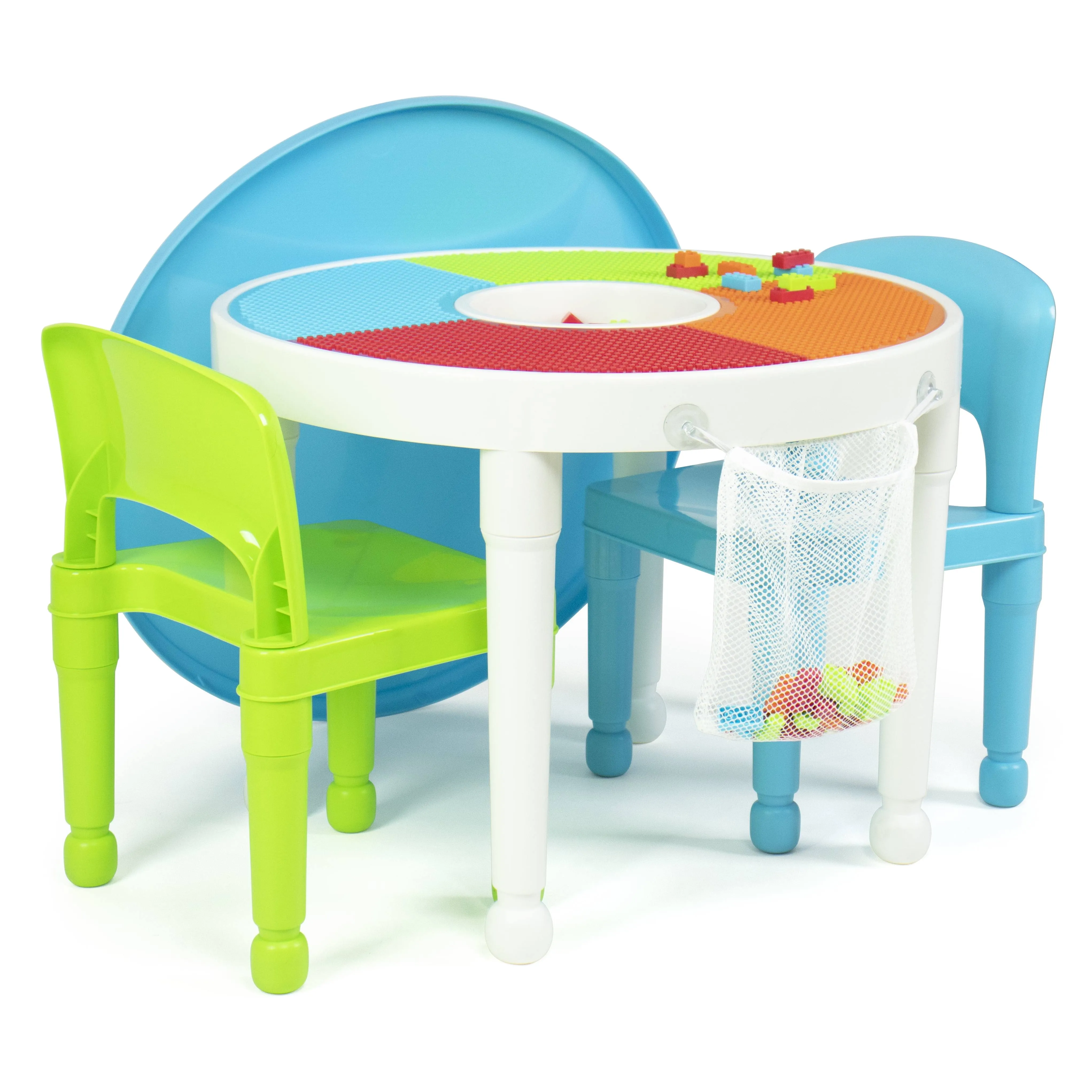 Humble Crew Kids 2-in-1 Round Activity Table with 2 Chairs, Blue