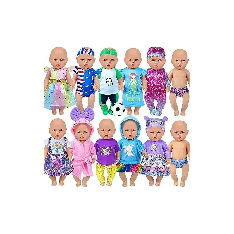 Wondoll 10 Sets 14-16-Inch-Baby-Doll-Clothes-Outfits Dress Headbands Accessories ...