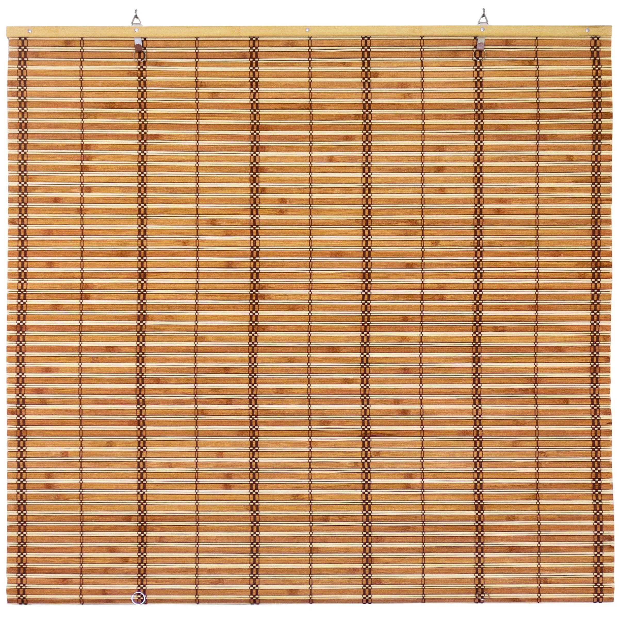 Red Lantern Burnt Bamboo Cordless Window Shade - Two-tone Honey 48" W