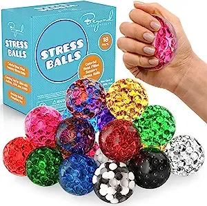 Stress Balls Set - 18 Pack - Stress Balls Fidget Toys For Kids and Adults - Sensory Ball, Squishy Balls With Colorful Water Beads,Anxiety Relief Calming Tool - Fidget Stress Toys for Autism & ADD/ADHD