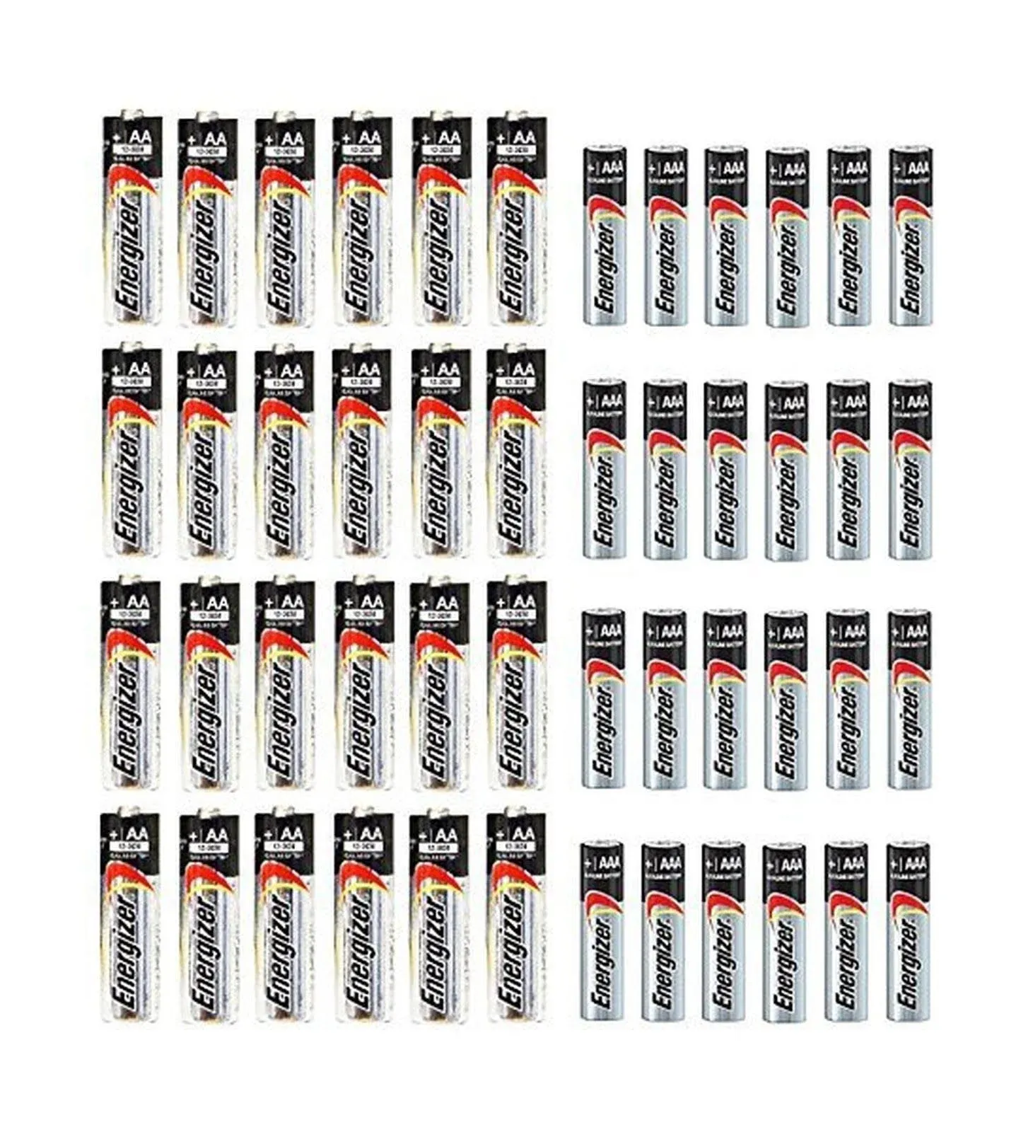 Combo 24x AA + 24x AAA Energizer Max Alkaline E91/E92 Batteries Made in USA Exp. 2023 or Later ((Bulk Packaging)