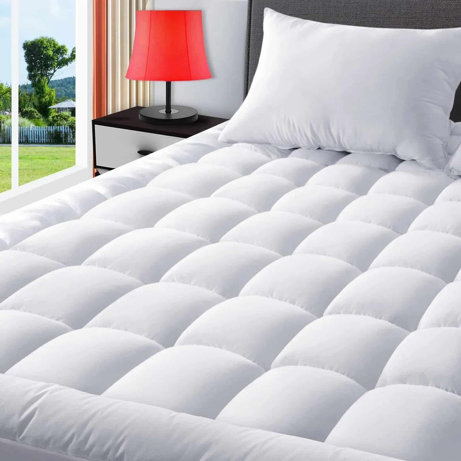 TEXARTIST Full Mattress Pad Cover Quilted Fitted Mattress Protector Cooling ...