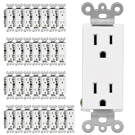 CML 15 Amp Decorator Wall Receptacle, 30 Pack Standard Electrical Outlet, Non-Tamper Resistant, 15A/125V, 2 Pole 3 Wire, Residential and Commercial Use, UL Listed, White