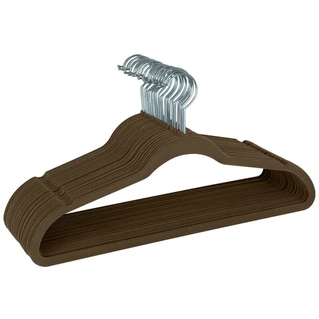 Simplify 25-Pack Slim Velvet Suit Hangers Chocolate