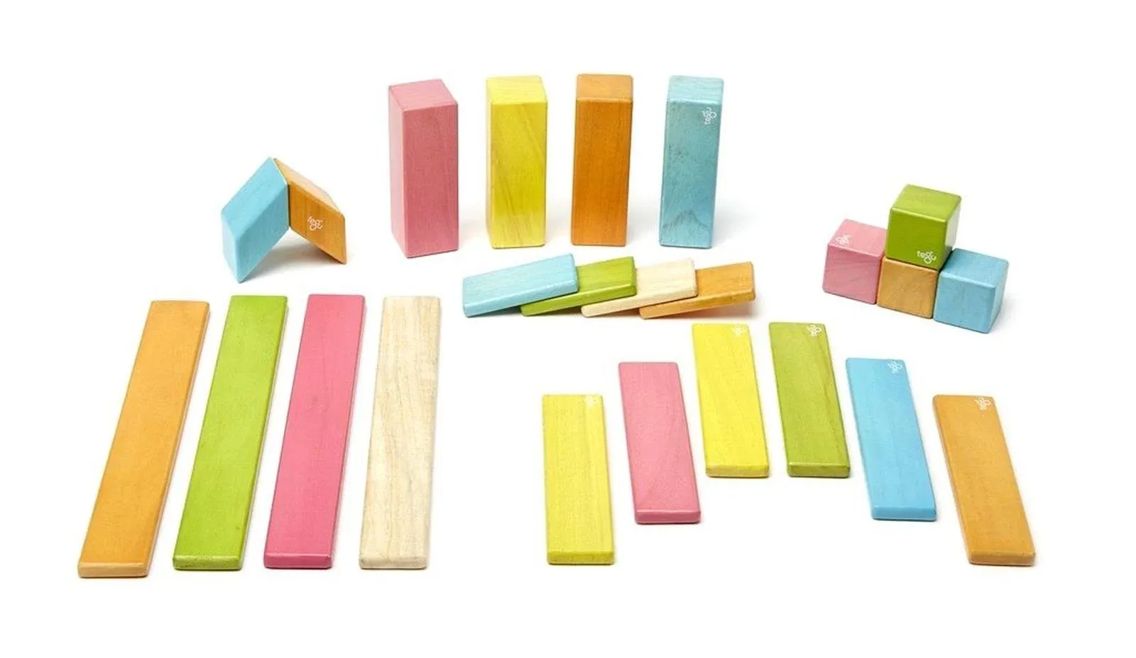 Tegu 24-Piece Classic Magnetic Wooden Block Building Toy Set Tints NEW