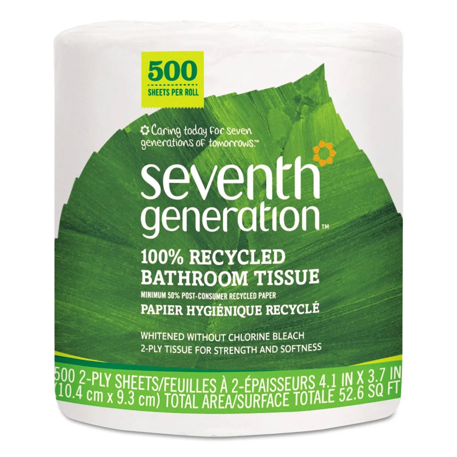 Seventh Generation Toilet Paper Recycled Bath Tissue 100% Recycled Paper 2-ply without Chlorine Bleach 12 Rolls