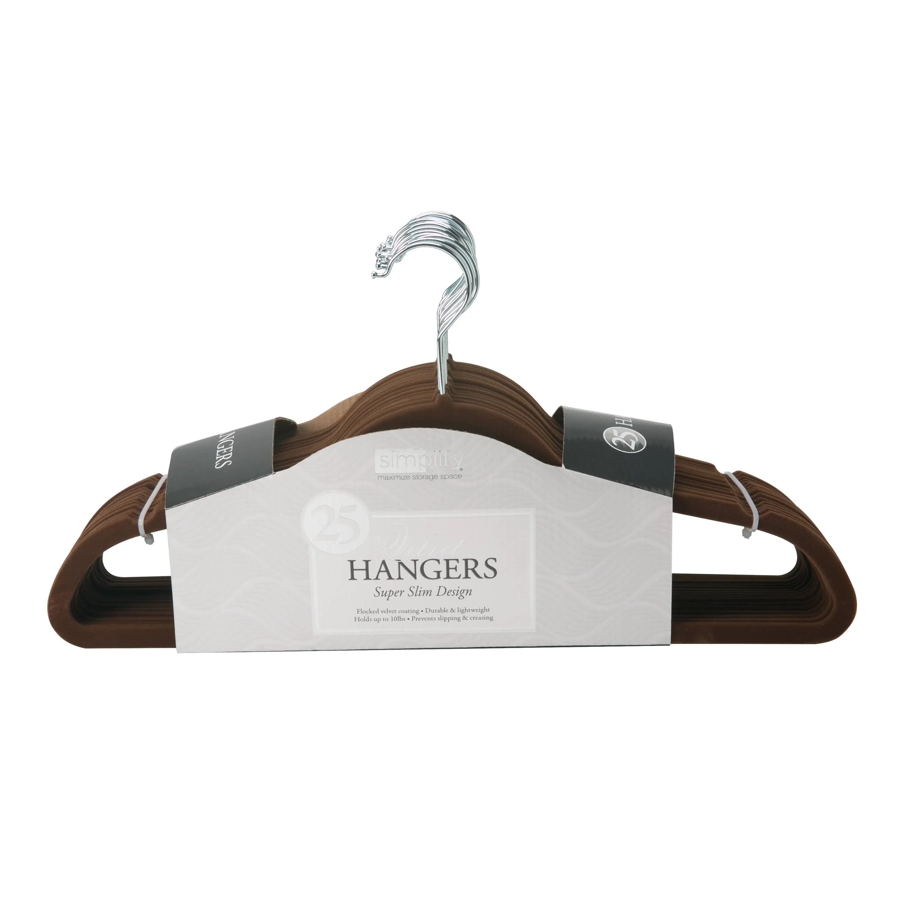 Simplify 25-Pack Slim Velvet Suit Hangers Chocolate