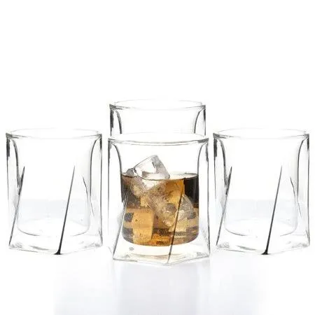 Lemonsoda Double Wall Hexagon Whiskey Glasses Set of 4